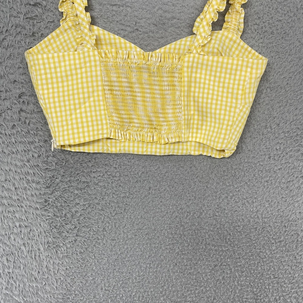 Zara Gingham Crop Tank Top Womens Small Babydoll Ruffle Strap Sweetheart Summer - Picture 10 of 13